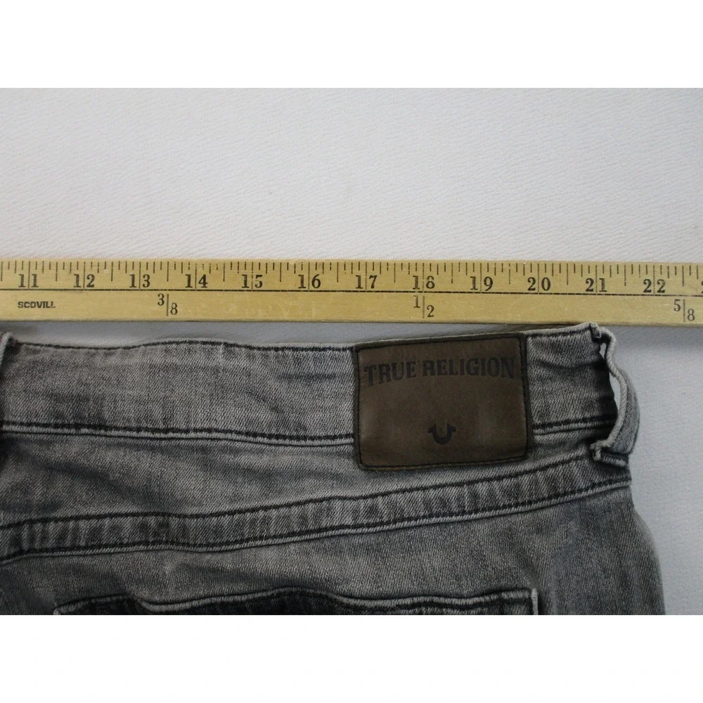True Religion Ricky Jeans Mens 42 Gray Relaxed Fit Flap Pocket Horseshoe Faded